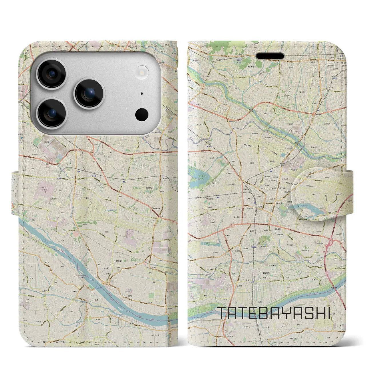 【館林(群馬県)】地図柄iPhoneケース(手帳タイプ)