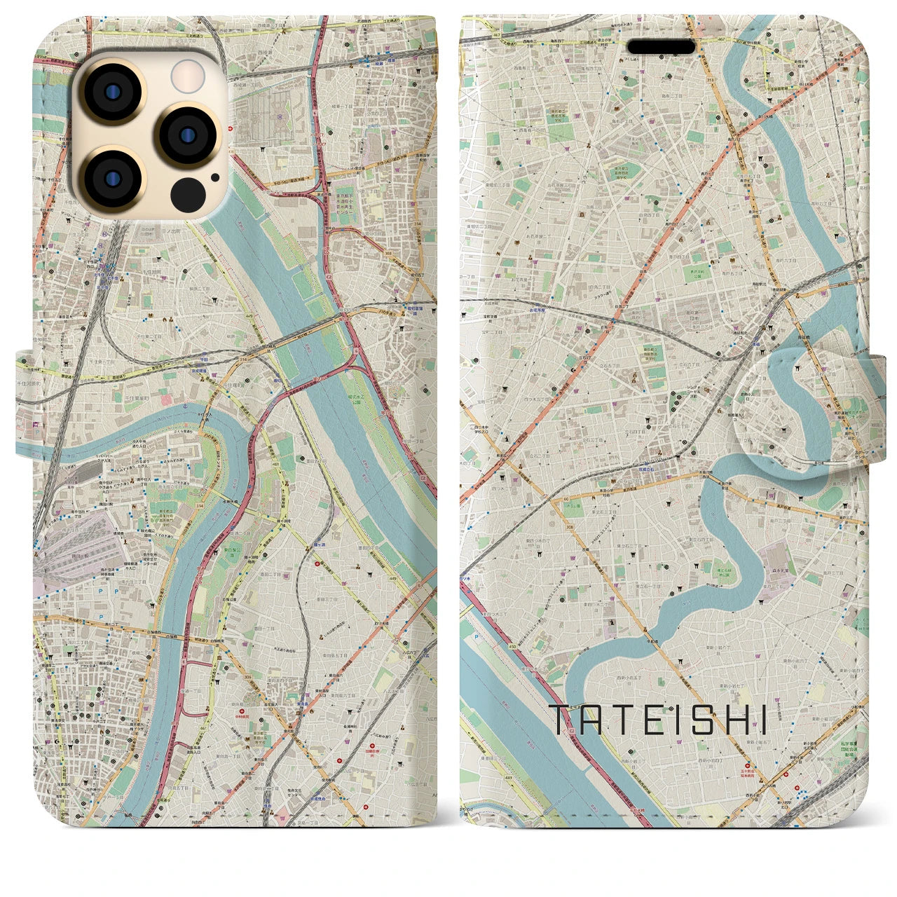 【立石(東京都)】地図柄iPhoneケース(手帳タイプ)