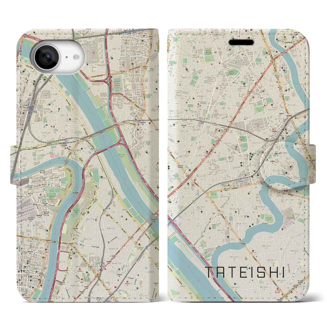 【立石(東京都)】地図柄iPhoneケース(手帳タイプ)
