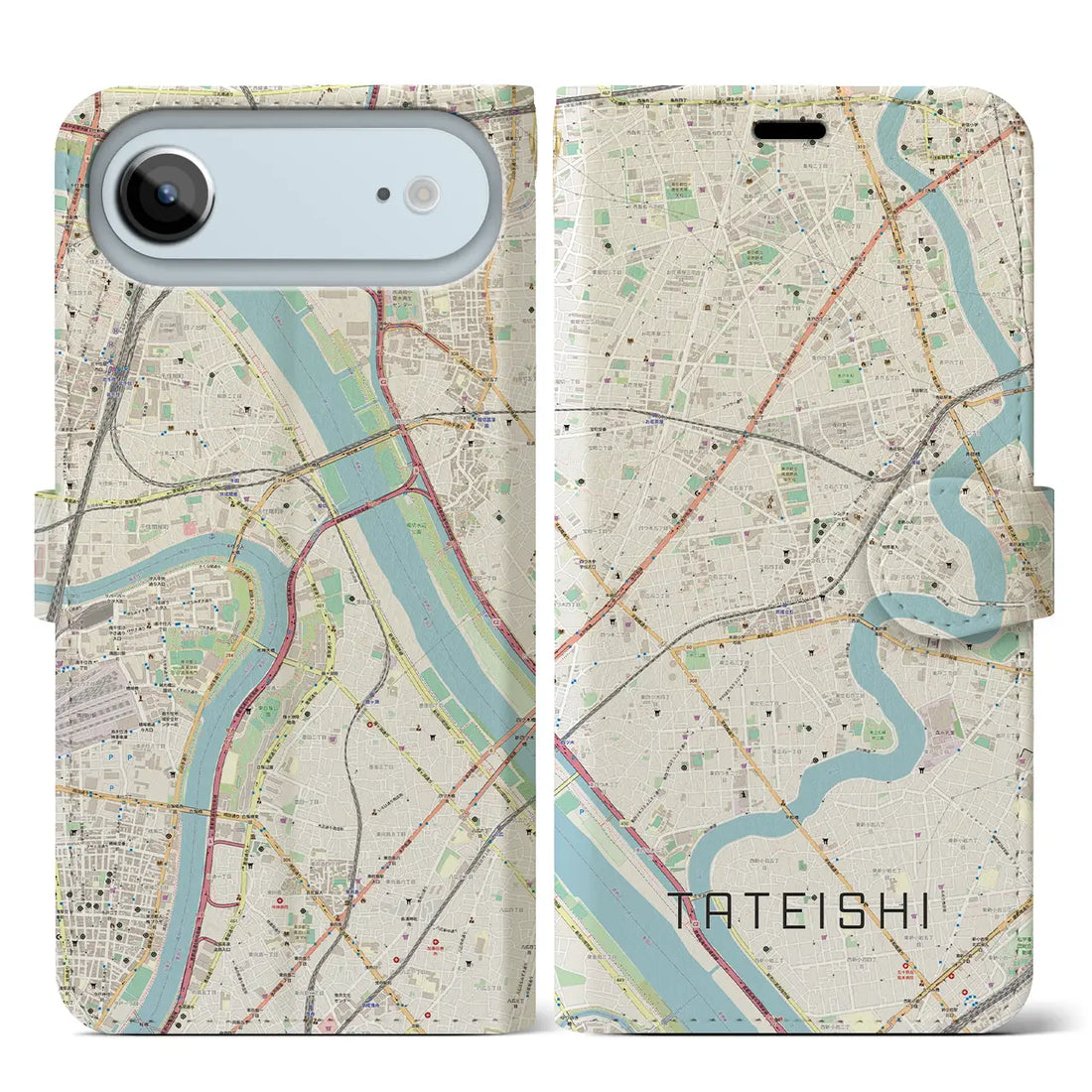 【立石(東京都)】地図柄iPhoneケース(手帳タイプ)ナチュラル・iPhone 17 Pro Max 用