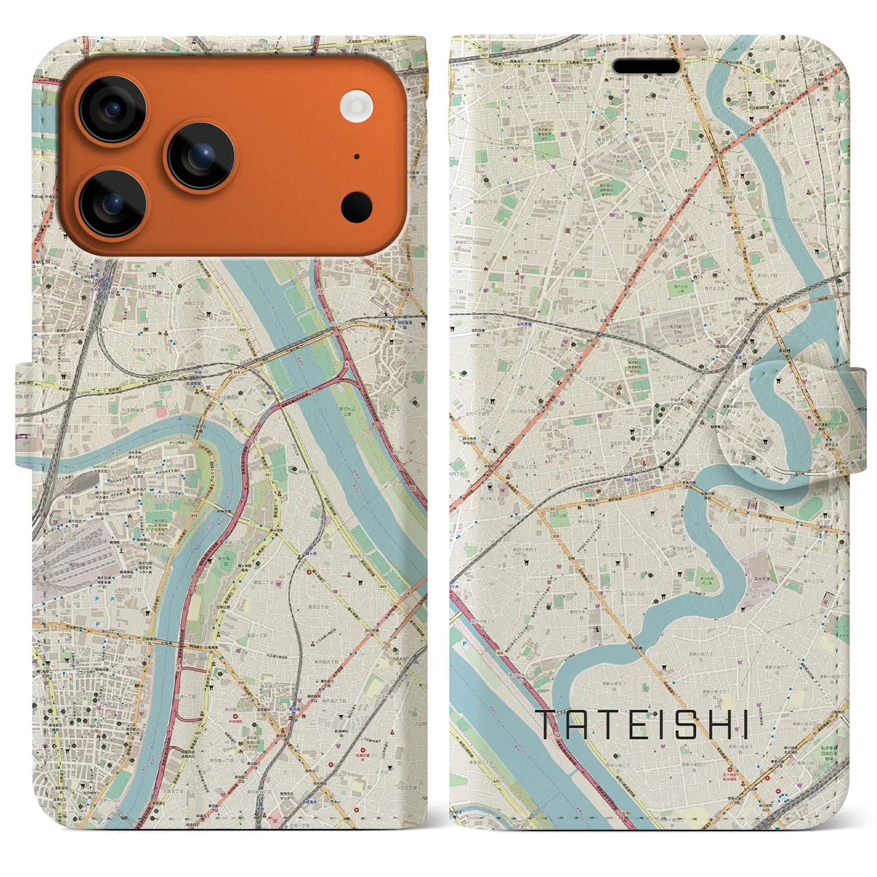 【立石(東京都)】地図柄iPhoneケース(手帳タイプ)