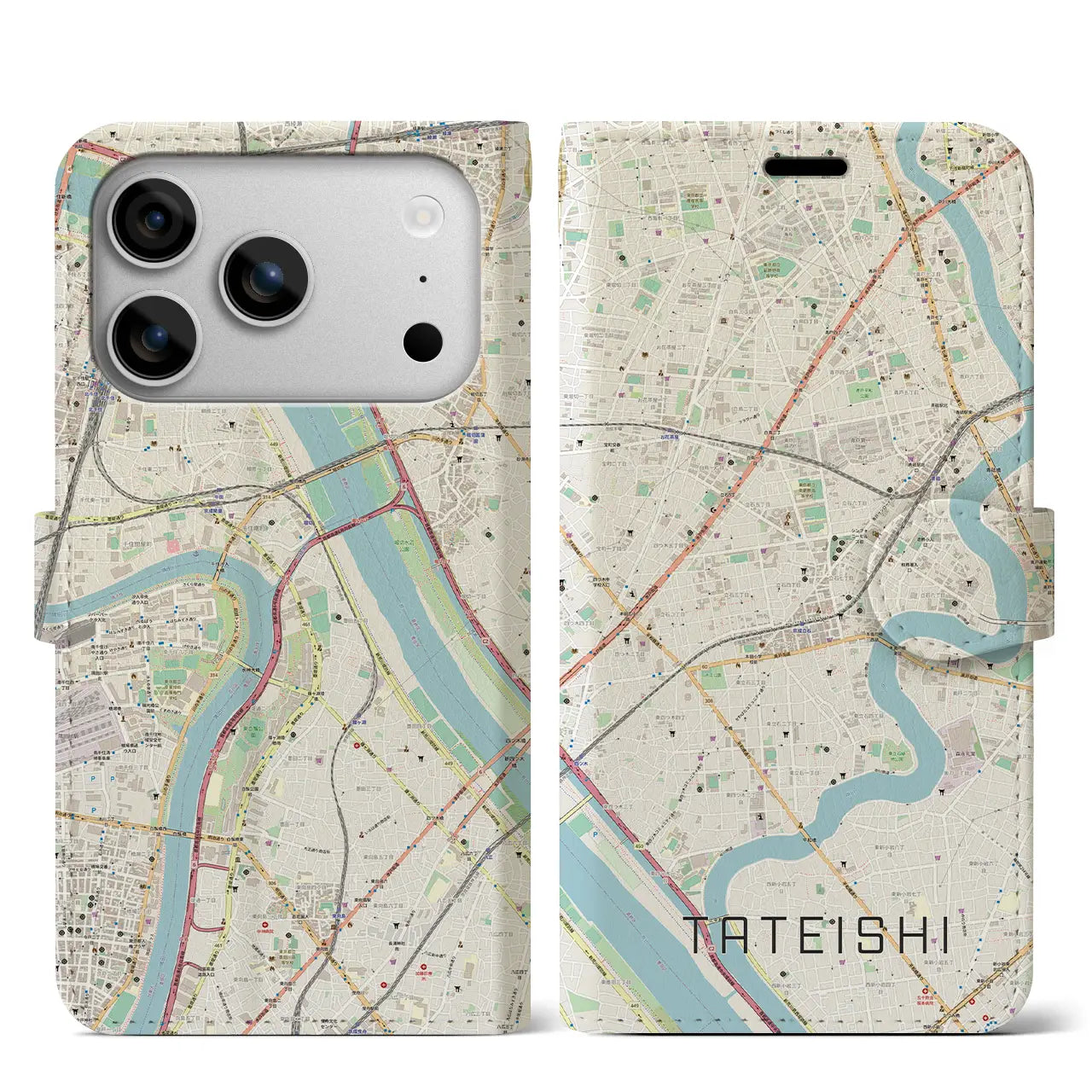 【立石(東京都)】地図柄iPhoneケース(手帳タイプ)