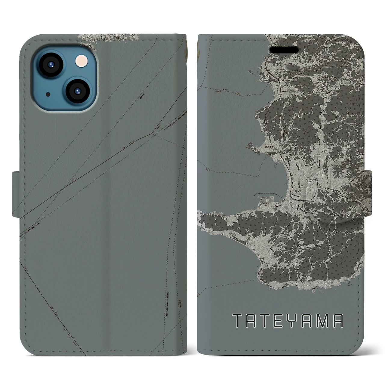 【館山2(千葉県)】地図柄iPhoneケース(手帳タイプ)