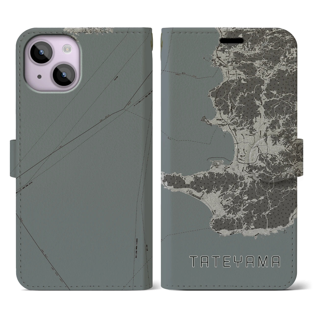 【館山2(千葉県)】地図柄iPhoneケース(手帳タイプ)