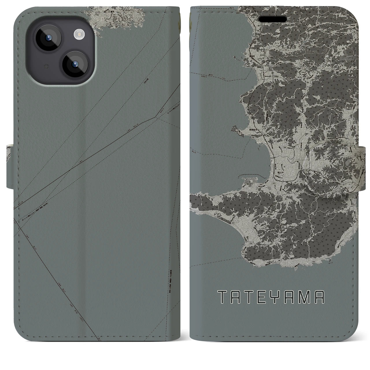 【館山2(千葉県)】地図柄iPhoneケース(手帳タイプ)