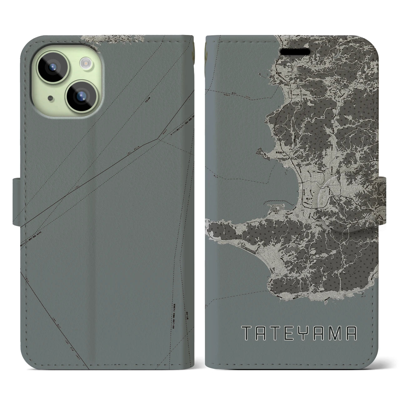 【館山2(千葉県)】地図柄iPhoneケース(手帳タイプ)