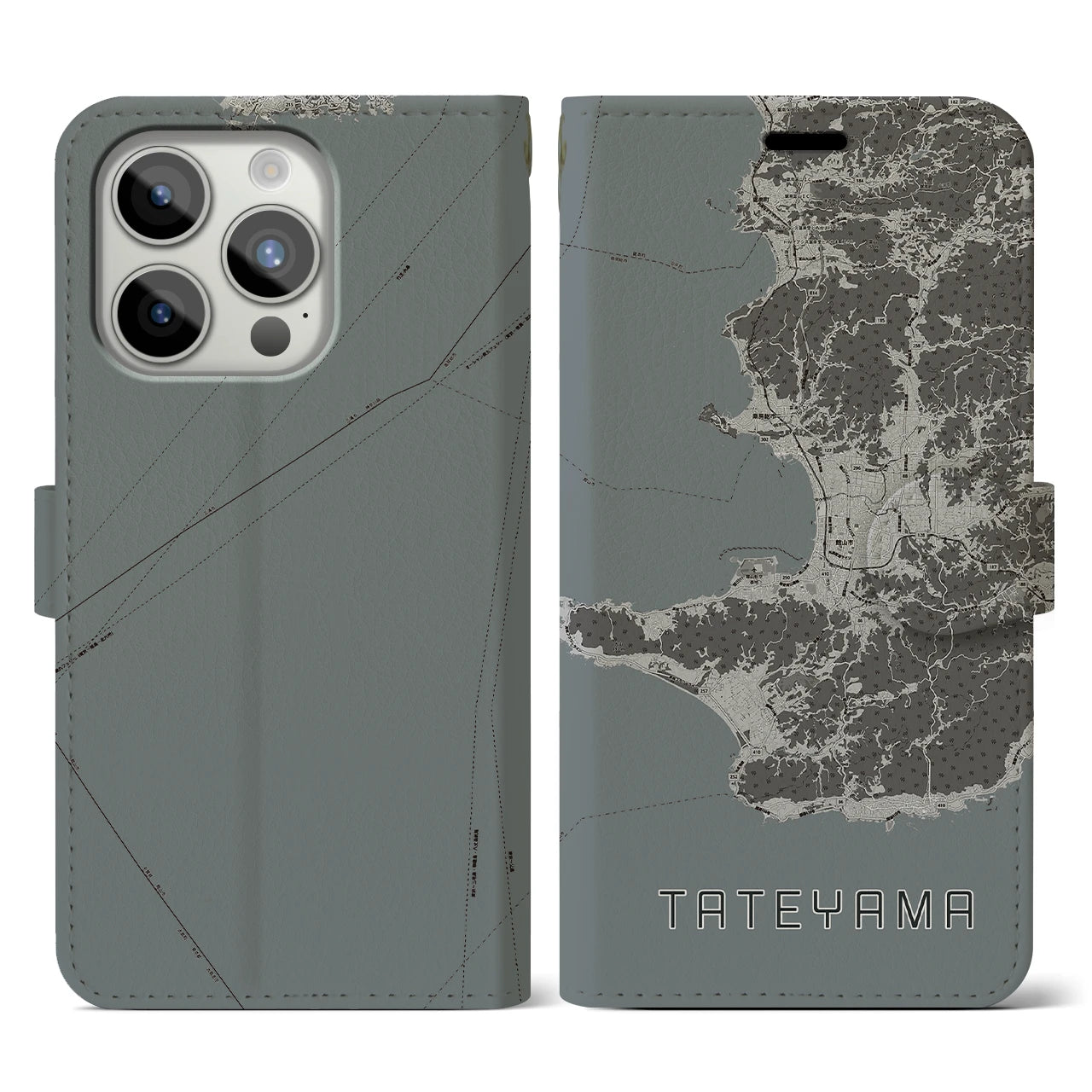 【館山2(千葉県)】地図柄iPhoneケース(手帳タイプ)