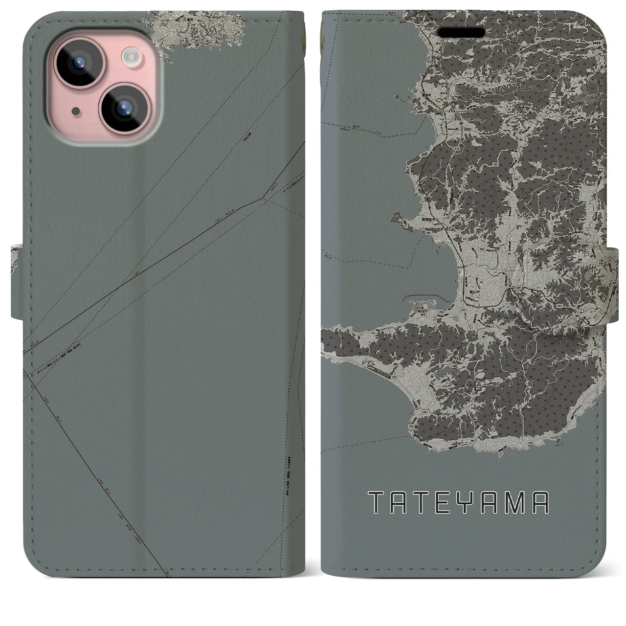 【館山2(千葉県)】地図柄iPhoneケース(手帳タイプ)