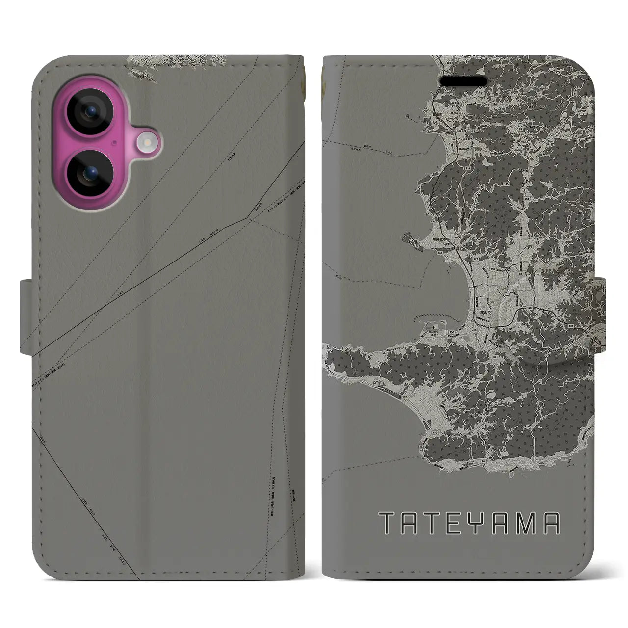 【館山2(千葉県)】地図柄iPhoneケース(手帳タイプ)