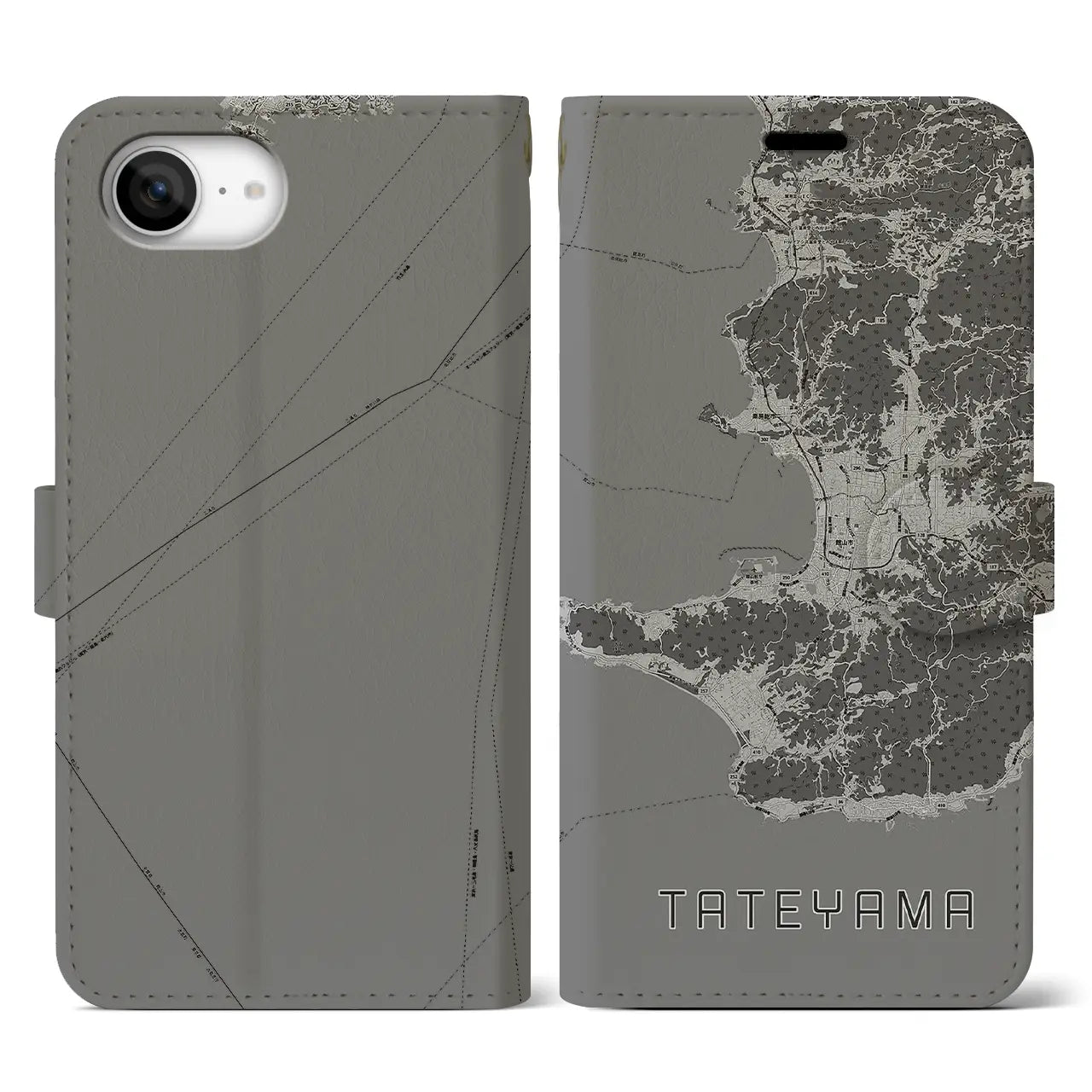 【館山2(千葉県)】地図柄iPhoneケース(手帳タイプ)