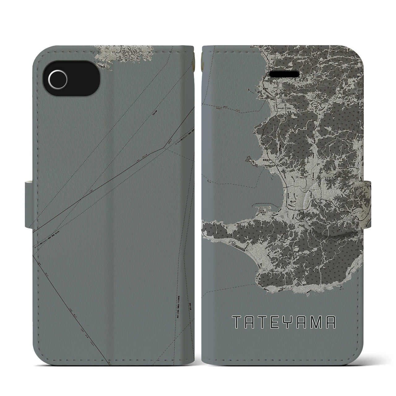 【館山2(千葉県)】地図柄iPhoneケース(手帳タイプ)