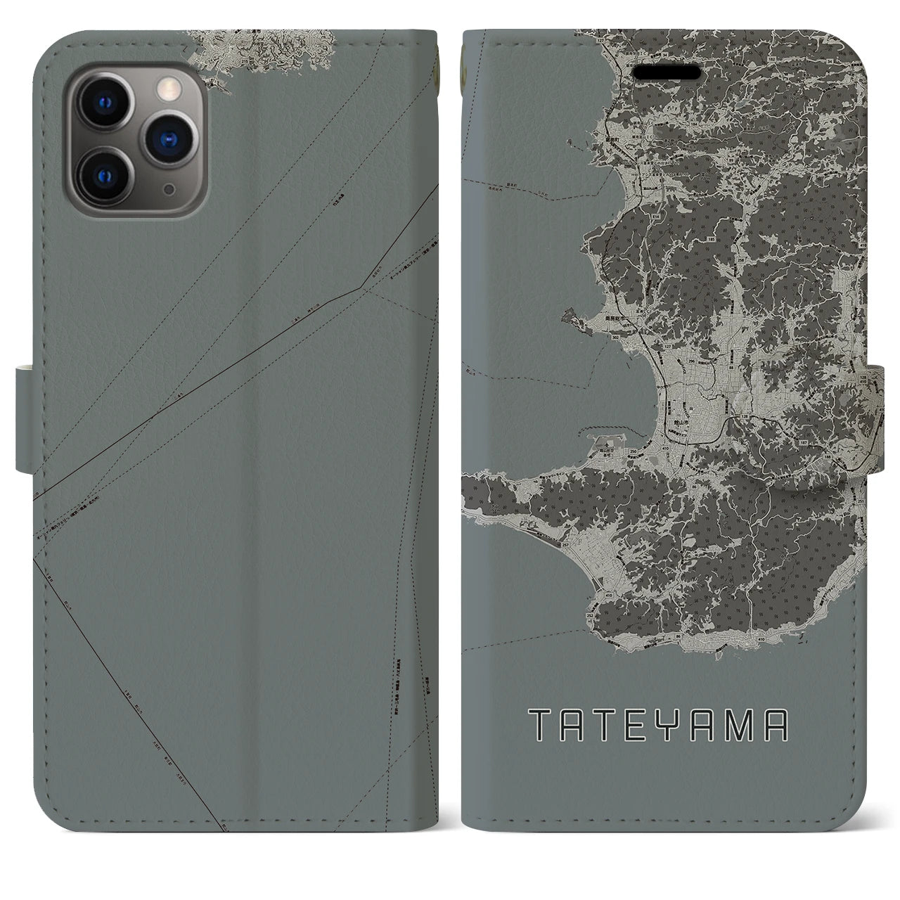 【館山2(千葉県)】地図柄iPhoneケース(手帳タイプ)