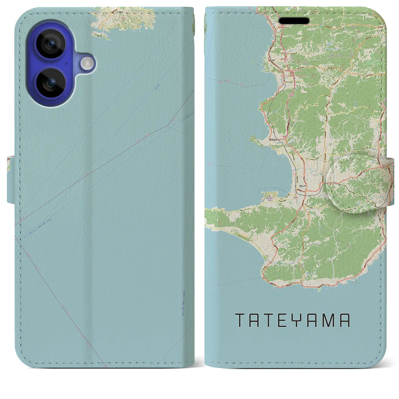 【館山2(千葉県)】地図柄iPhoneケース(手帳タイプ)