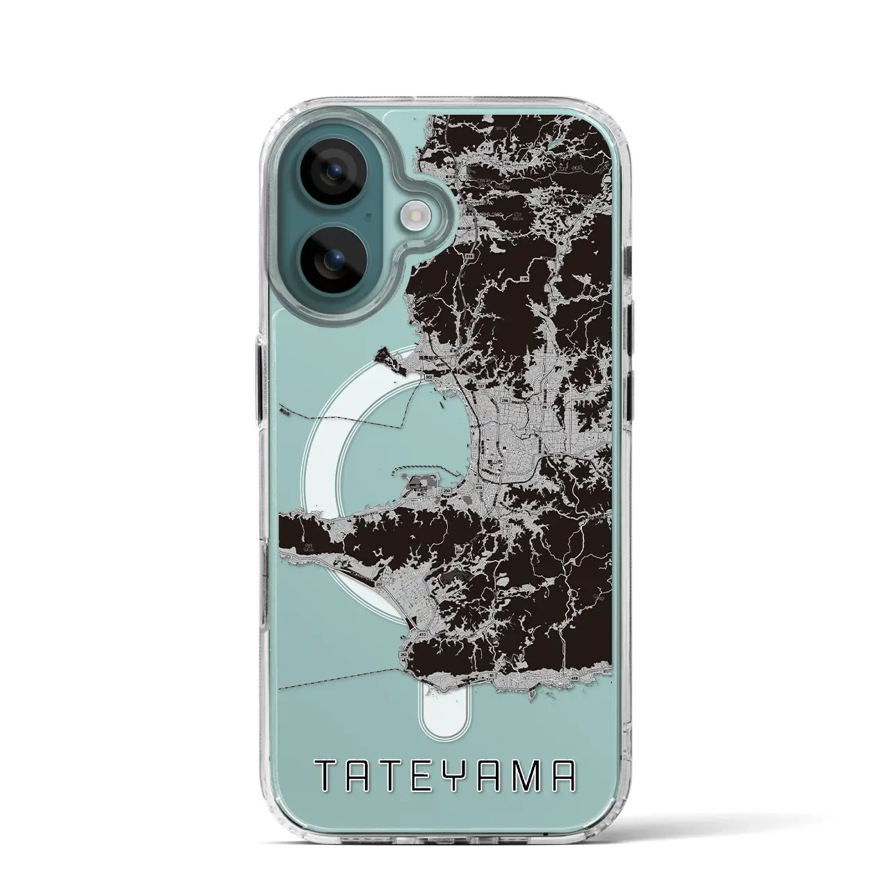 【館山2(千葉県)】地図柄iPhoneケース(MagSafeタイプ)モノトーン・iPhone 16 Pro 用