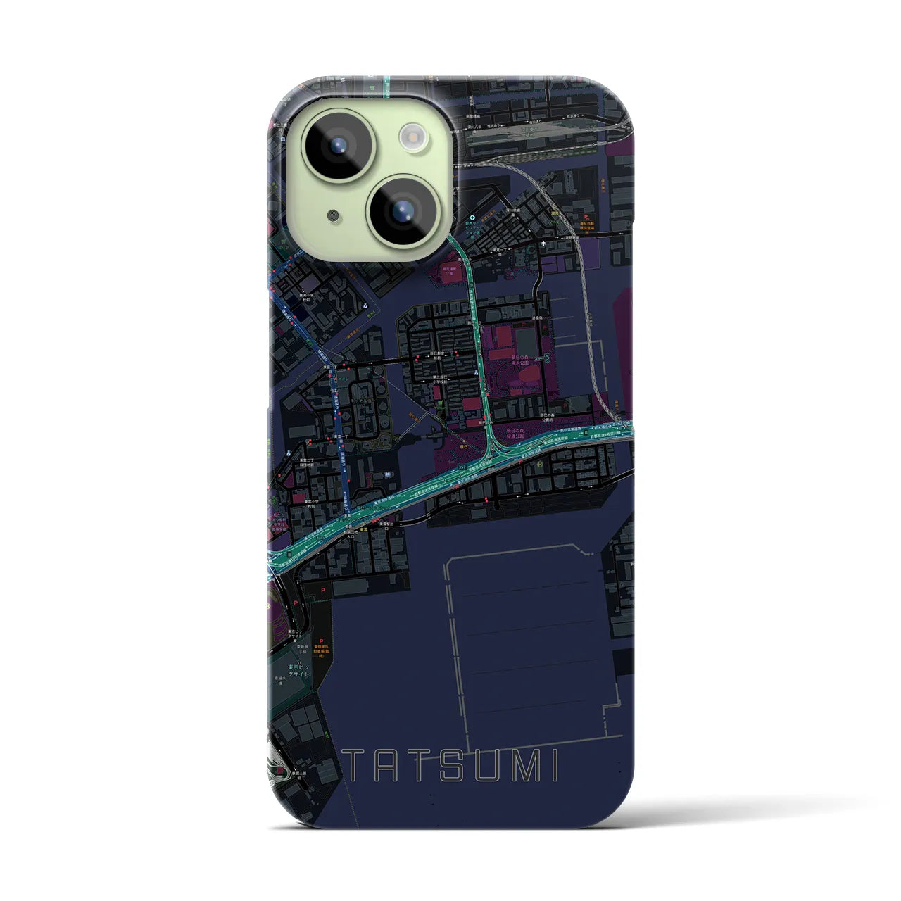 【辰巳(東京都)】地図柄iPhoneケース(バックカバータイプ)