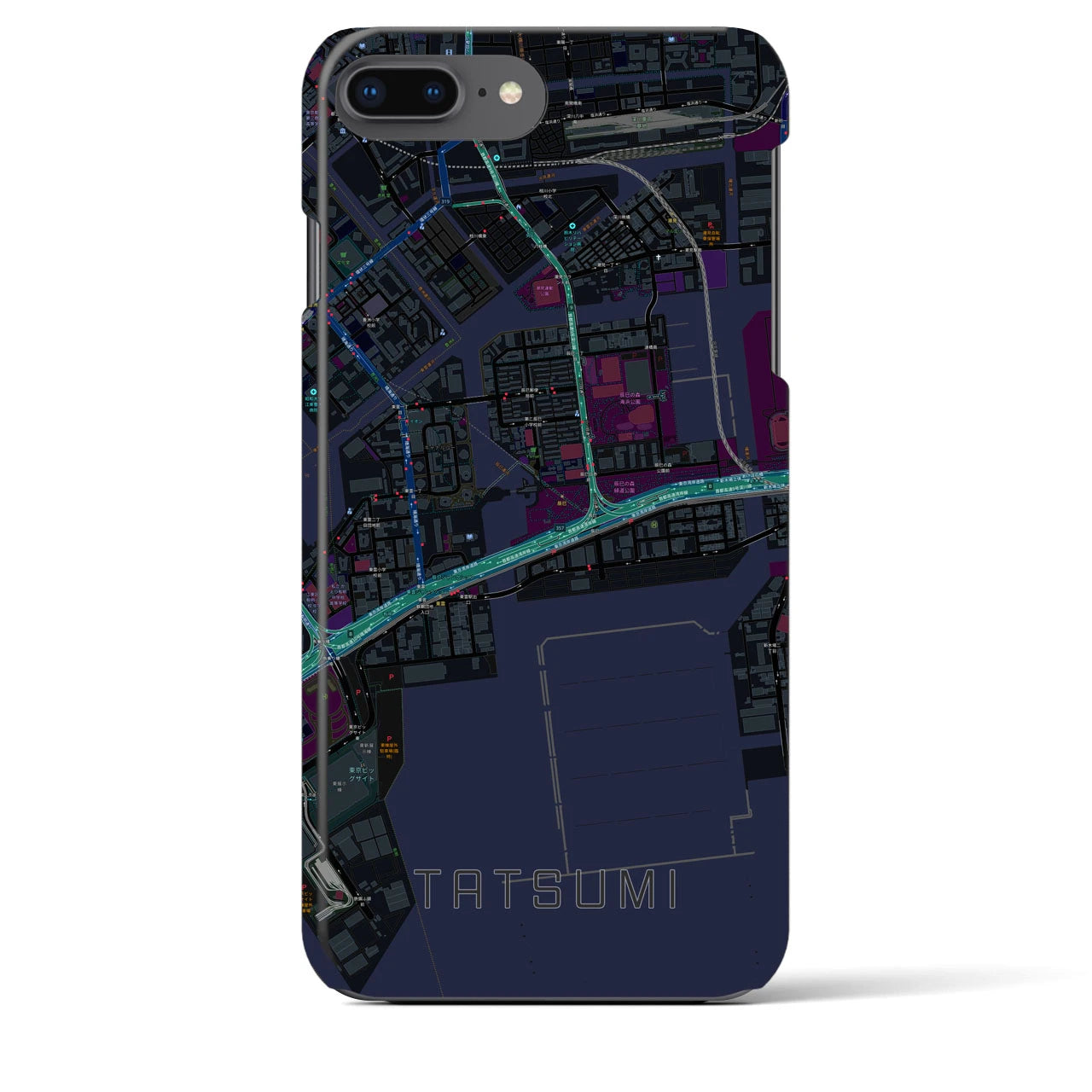【辰巳(東京都)】地図柄iPhoneケース(バックカバータイプ)