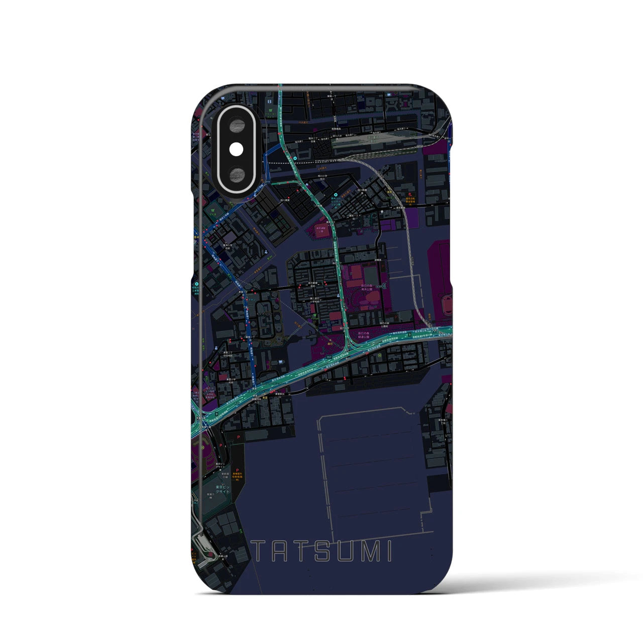 【辰巳(東京都)】地図柄iPhoneケース(バックカバータイプ)