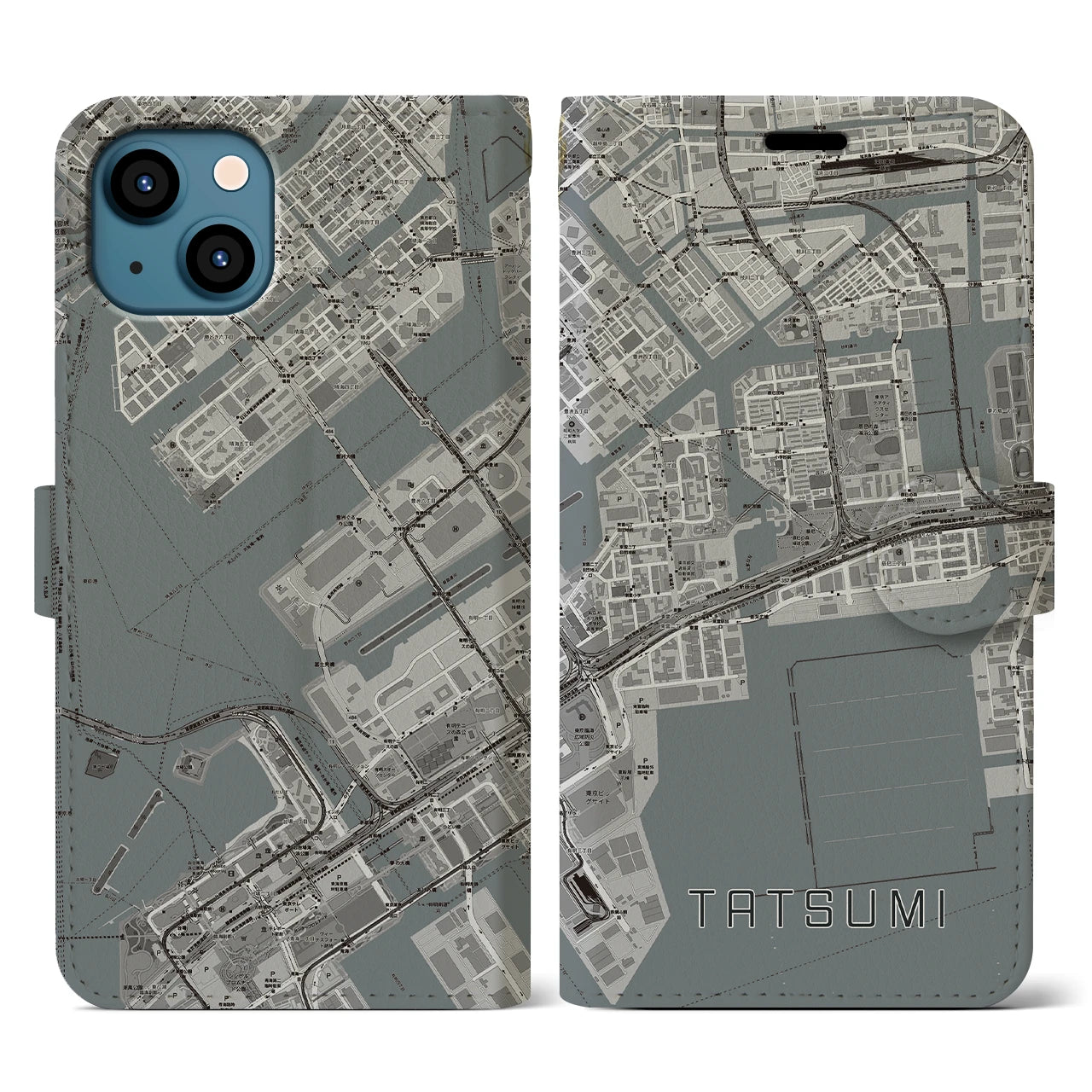 【辰巳(東京都)】地図柄iPhoneケース(手帳タイプ)