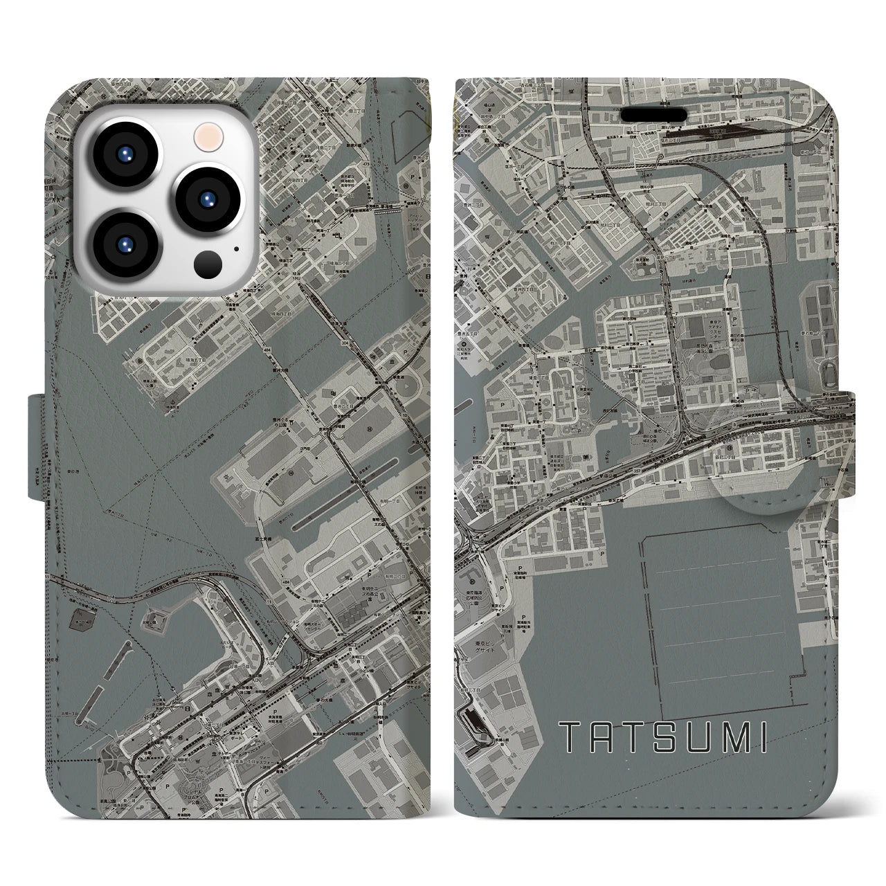 【辰巳(東京都)】地図柄iPhoneケース(手帳タイプ)