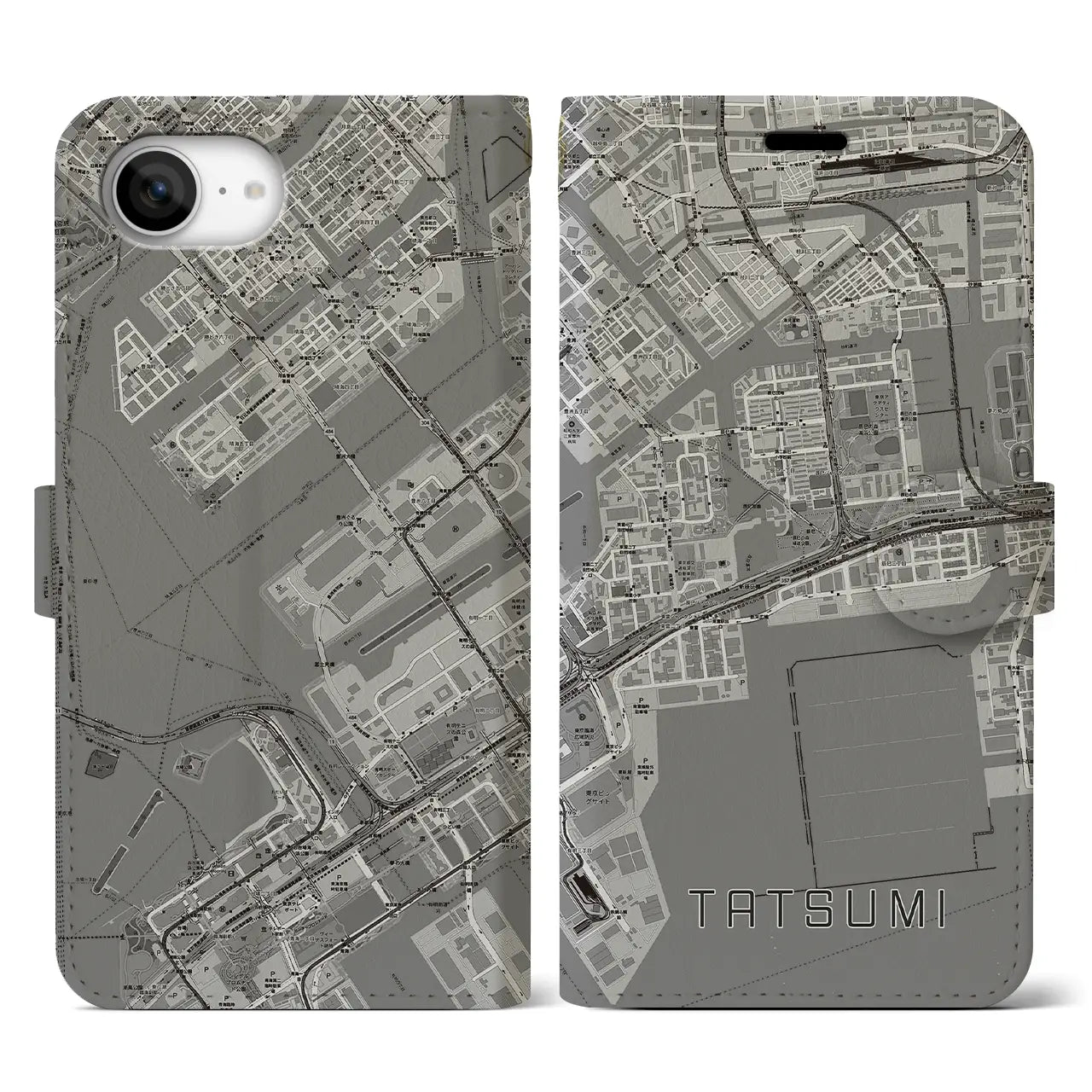 【辰巳(東京都)】地図柄iPhoneケース(手帳タイプ)