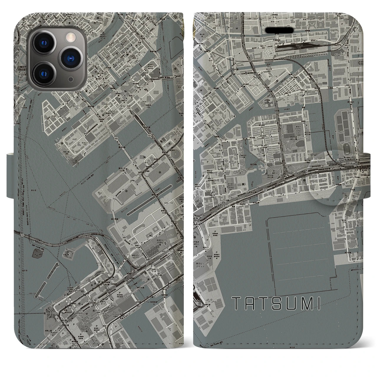 【辰巳(東京都)】地図柄iPhoneケース(手帳タイプ)