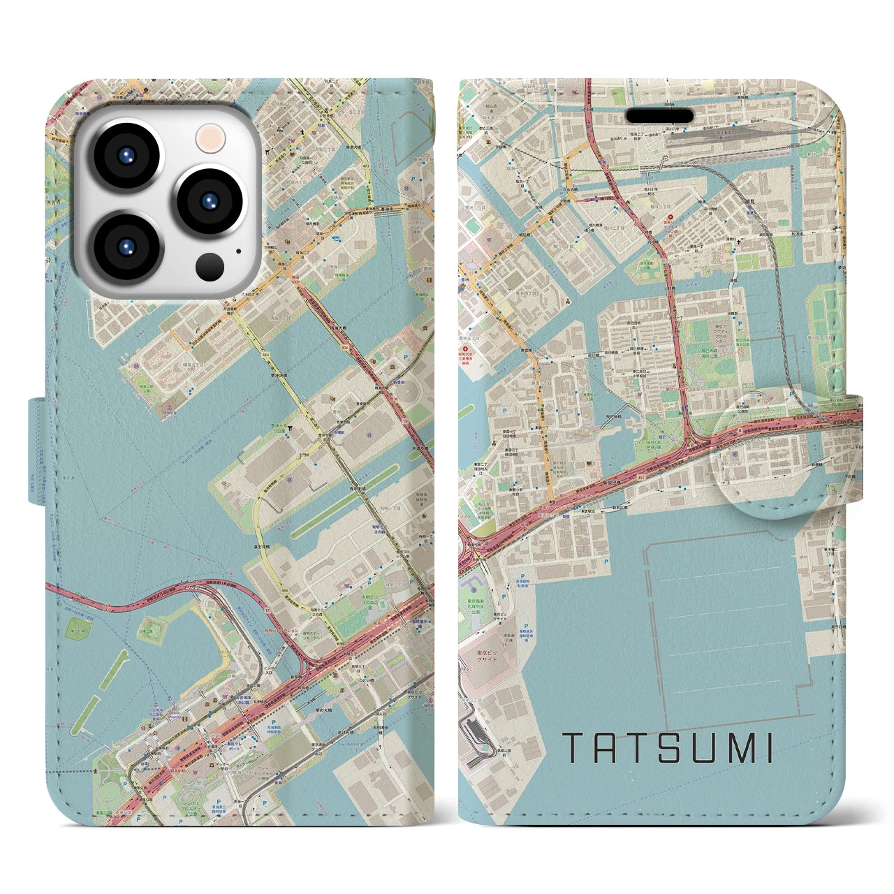【辰巳(東京都)】地図柄iPhoneケース(手帳タイプ)