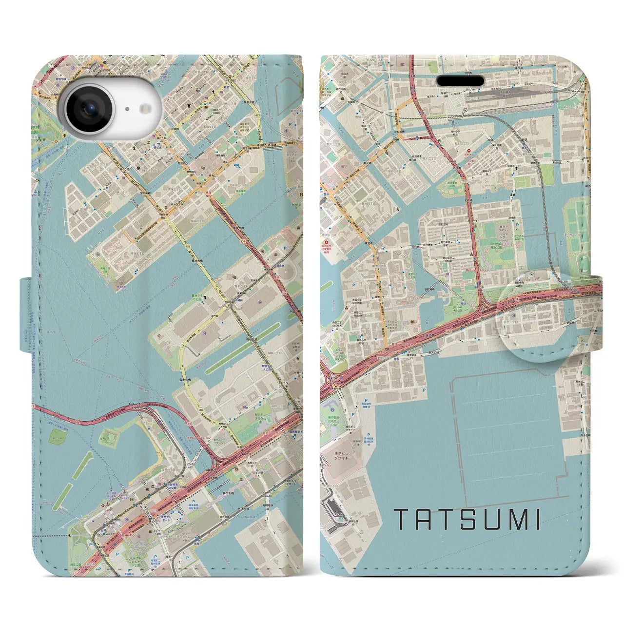 【辰巳(東京都)】地図柄iPhoneケース(手帳タイプ)