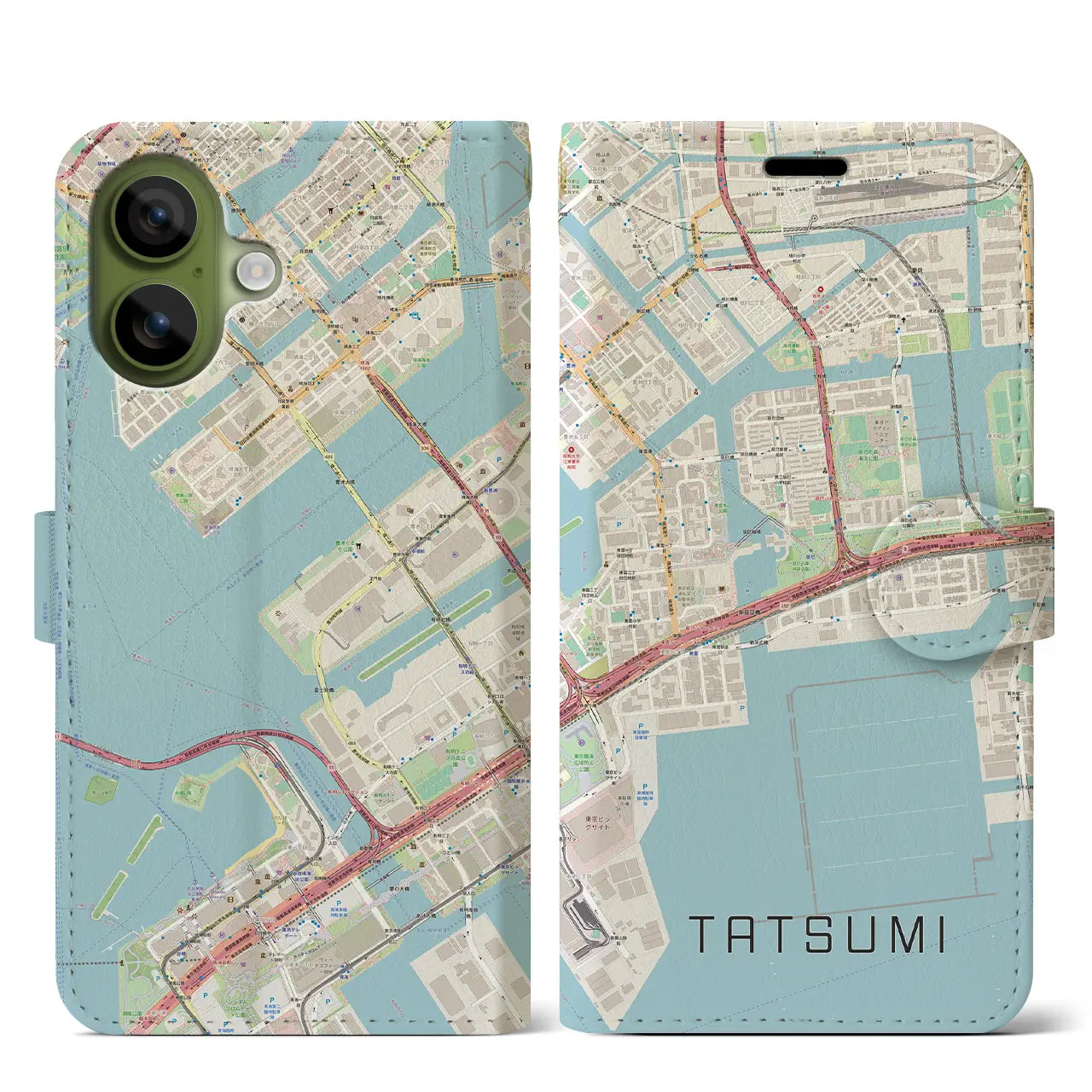 【辰巳(東京都)】地図柄iPhoneケース(手帳タイプ)