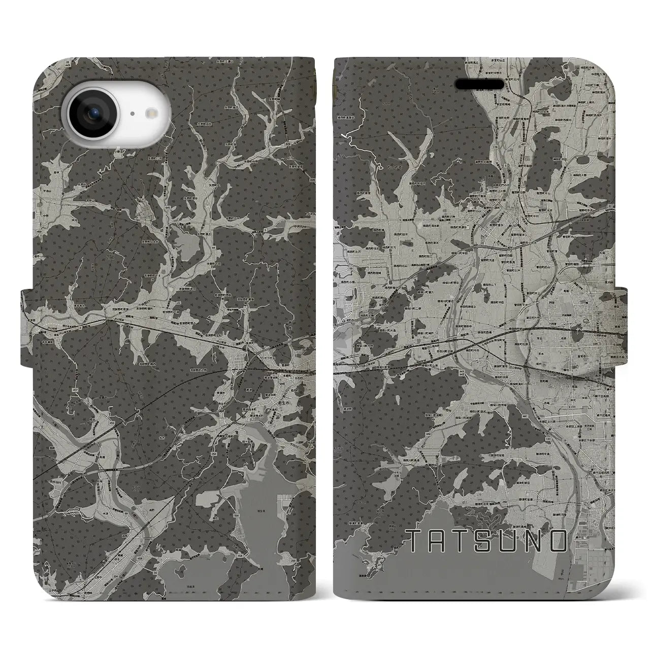 【たつの(兵庫県)】地図柄iPhoneケース(手帳タイプ)