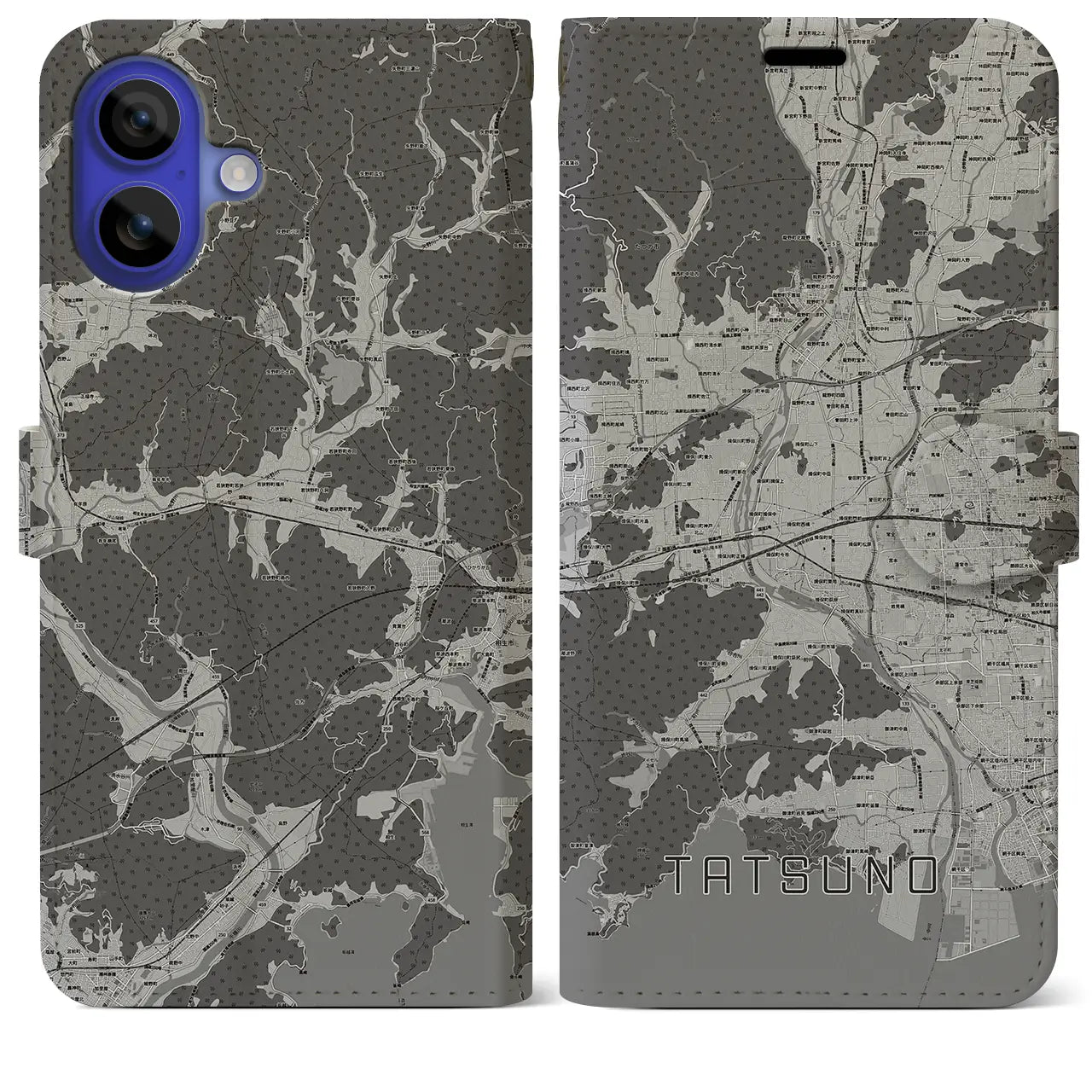 【たつの(兵庫県)】地図柄iPhoneケース(手帳タイプ)
