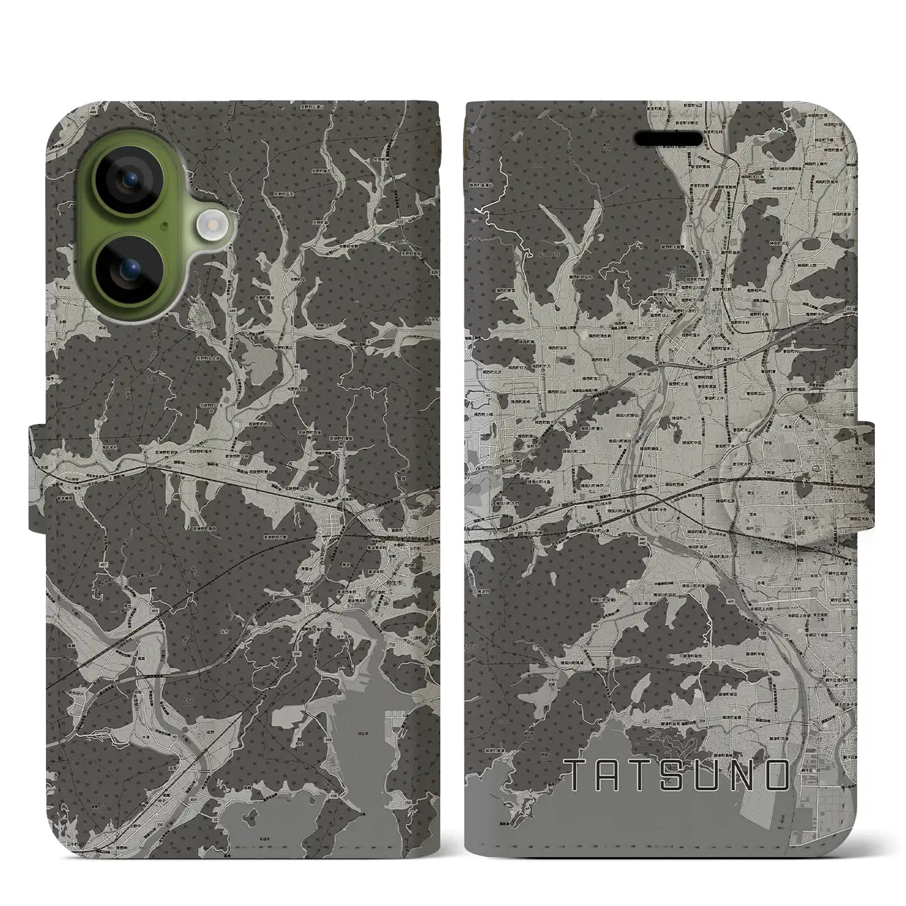 【たつの(兵庫県)】地図柄iPhoneケース(手帳タイプ)