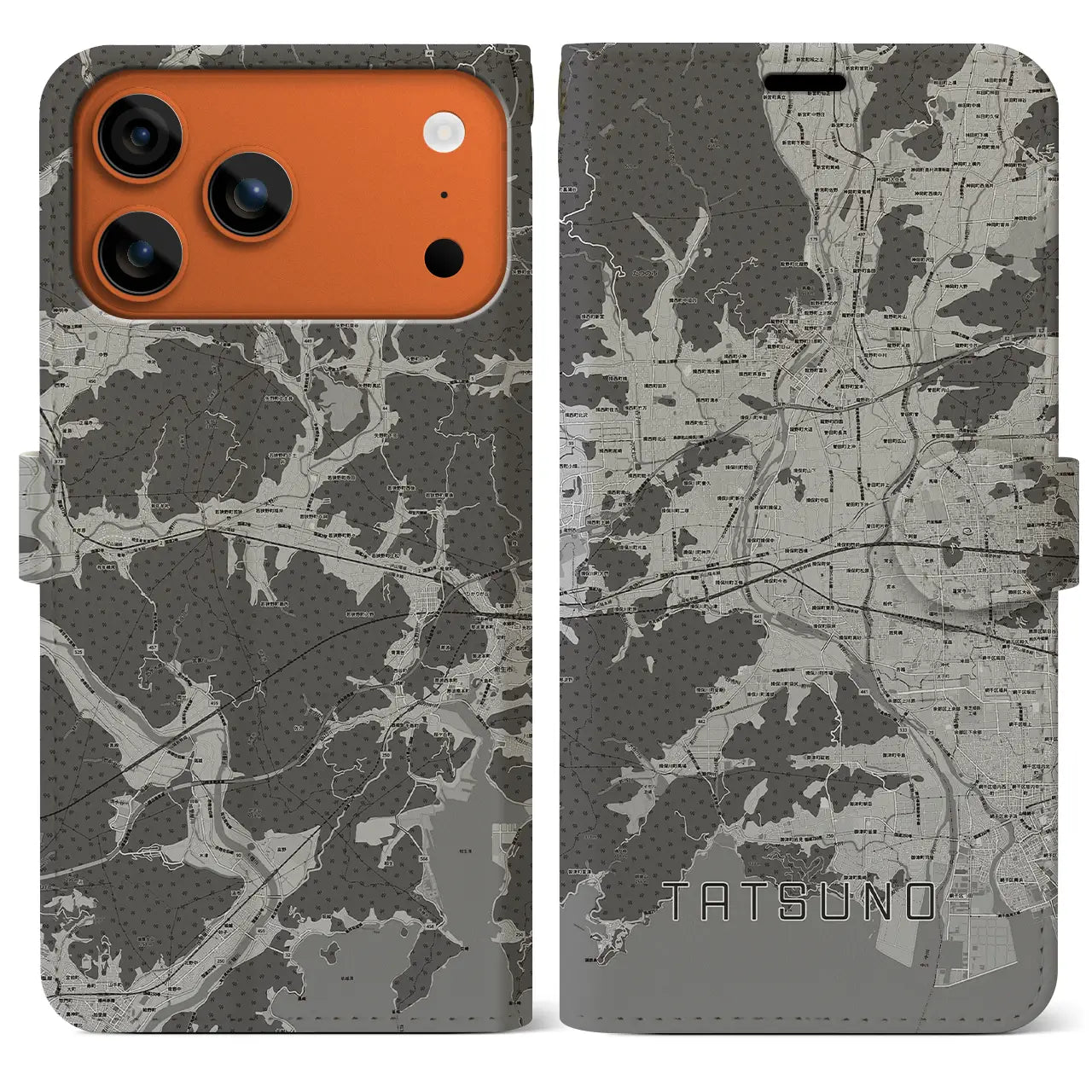 【たつの(兵庫県)】地図柄iPhoneケース(手帳タイプ)