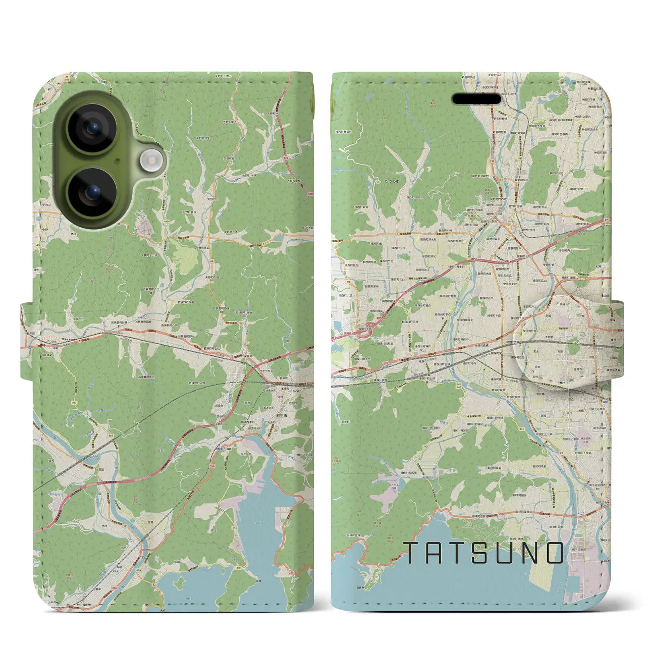 【たつの(兵庫県)】地図柄iPhoneケース(手帳タイプ)