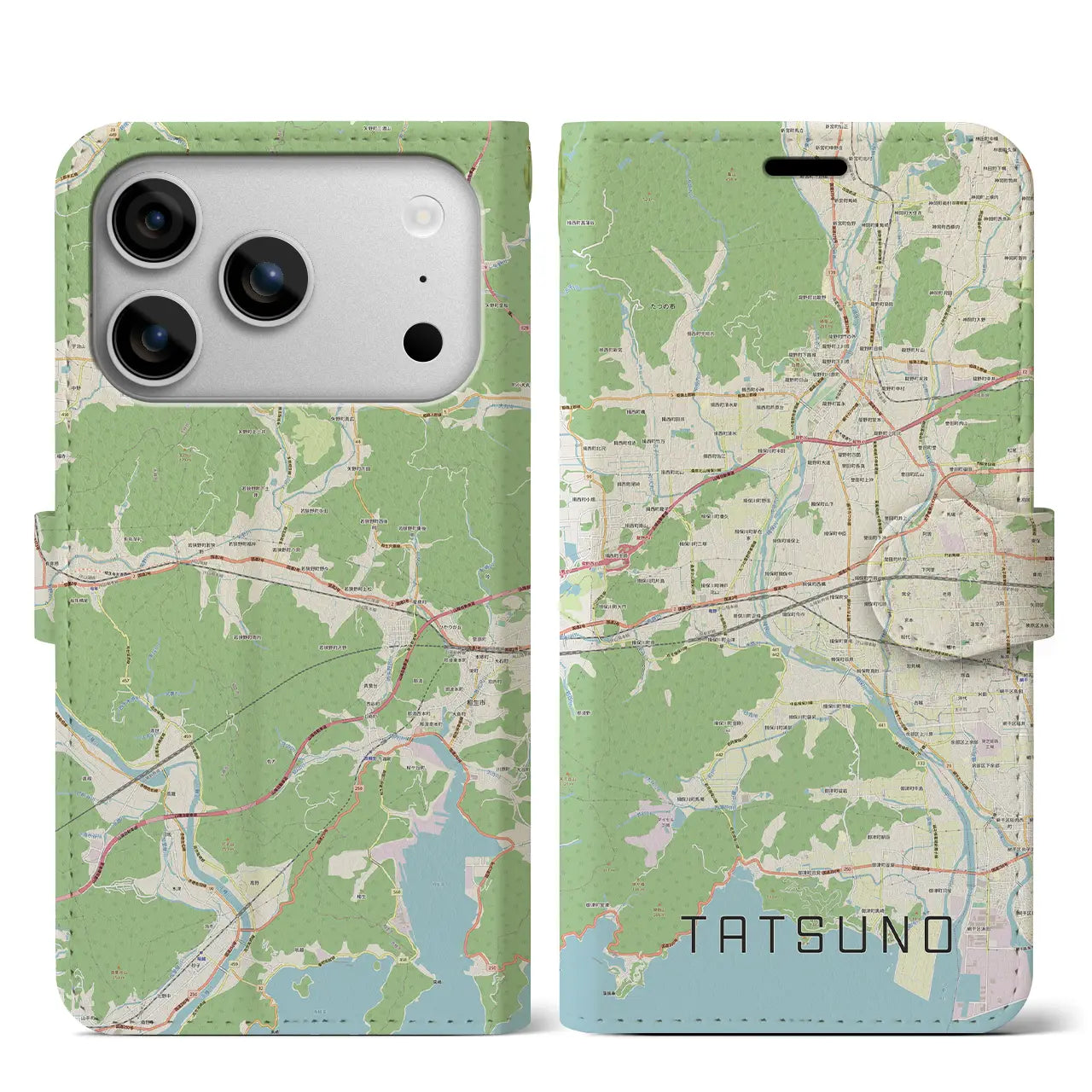 【たつの(兵庫県)】地図柄iPhoneケース(手帳タイプ)