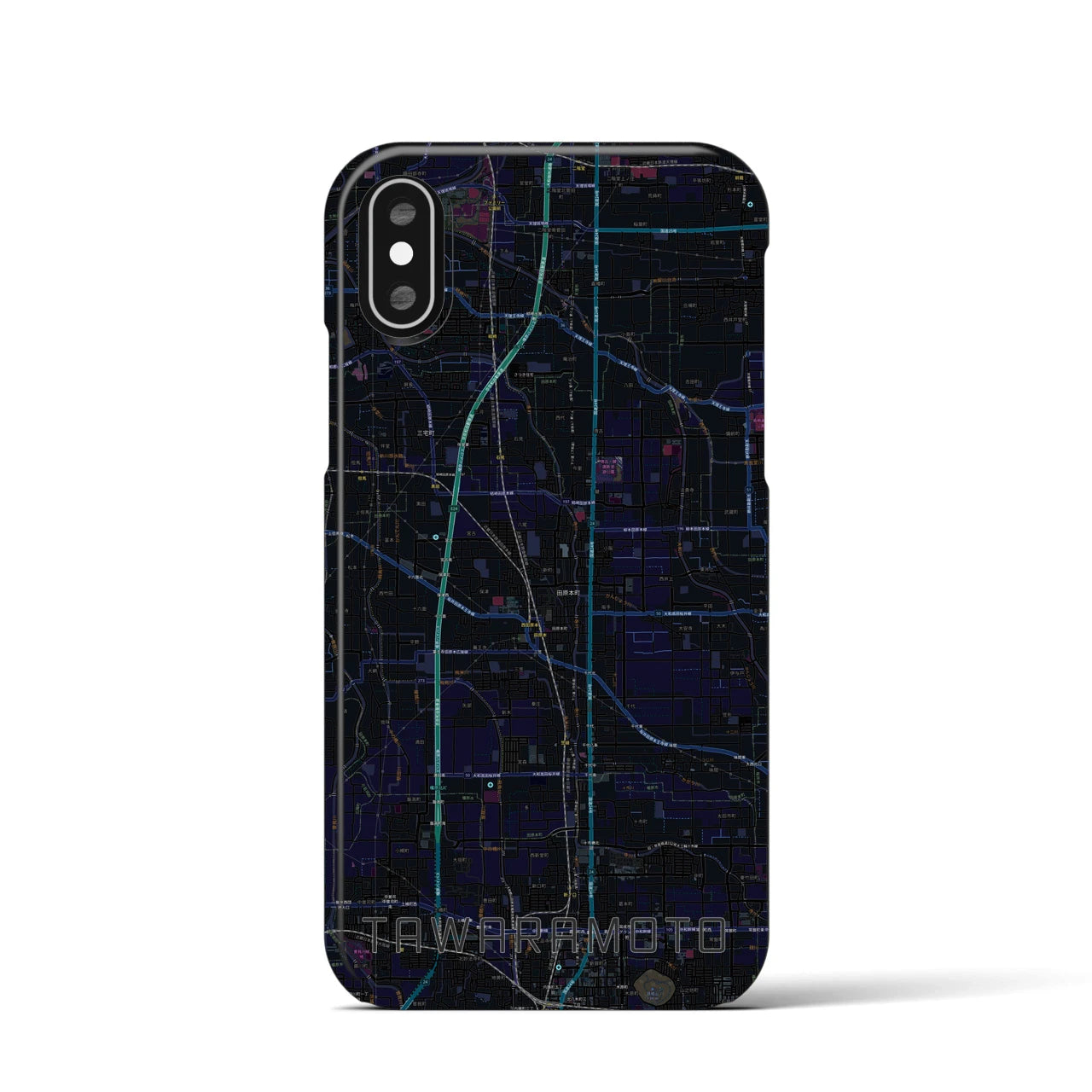【田原本(奈良県)】地図柄iPhoneケース(バックカバータイプ)
