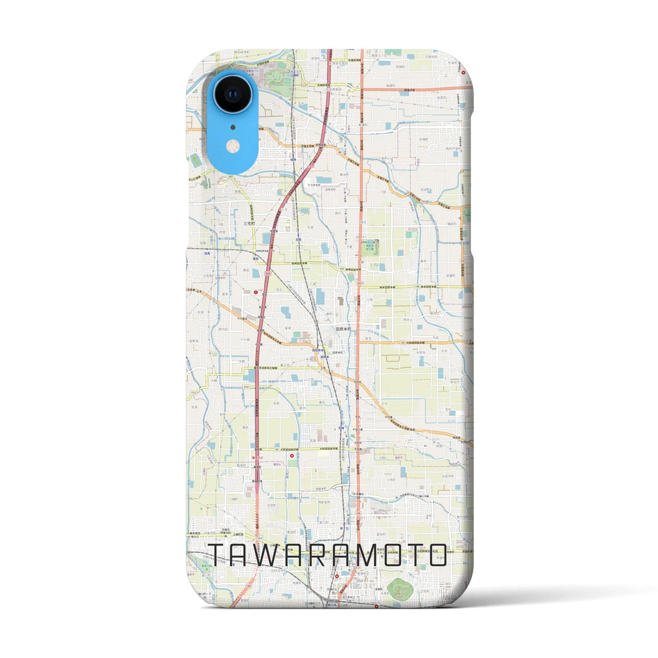 【田原本(奈良県)】地図柄iPhoneケース(バックカバータイプ)