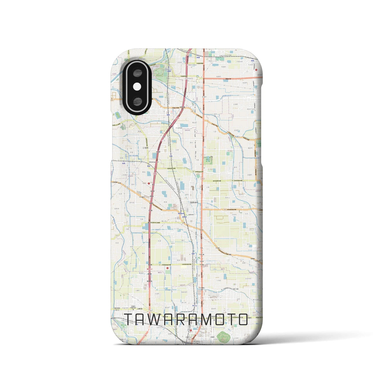 【田原本(奈良県)】地図柄iPhoneケース(バックカバータイプ)