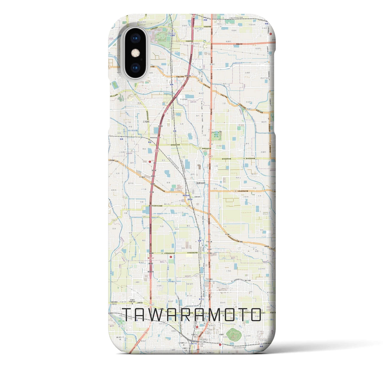 【田原本(奈良県)】地図柄iPhoneケース(バックカバータイプ)