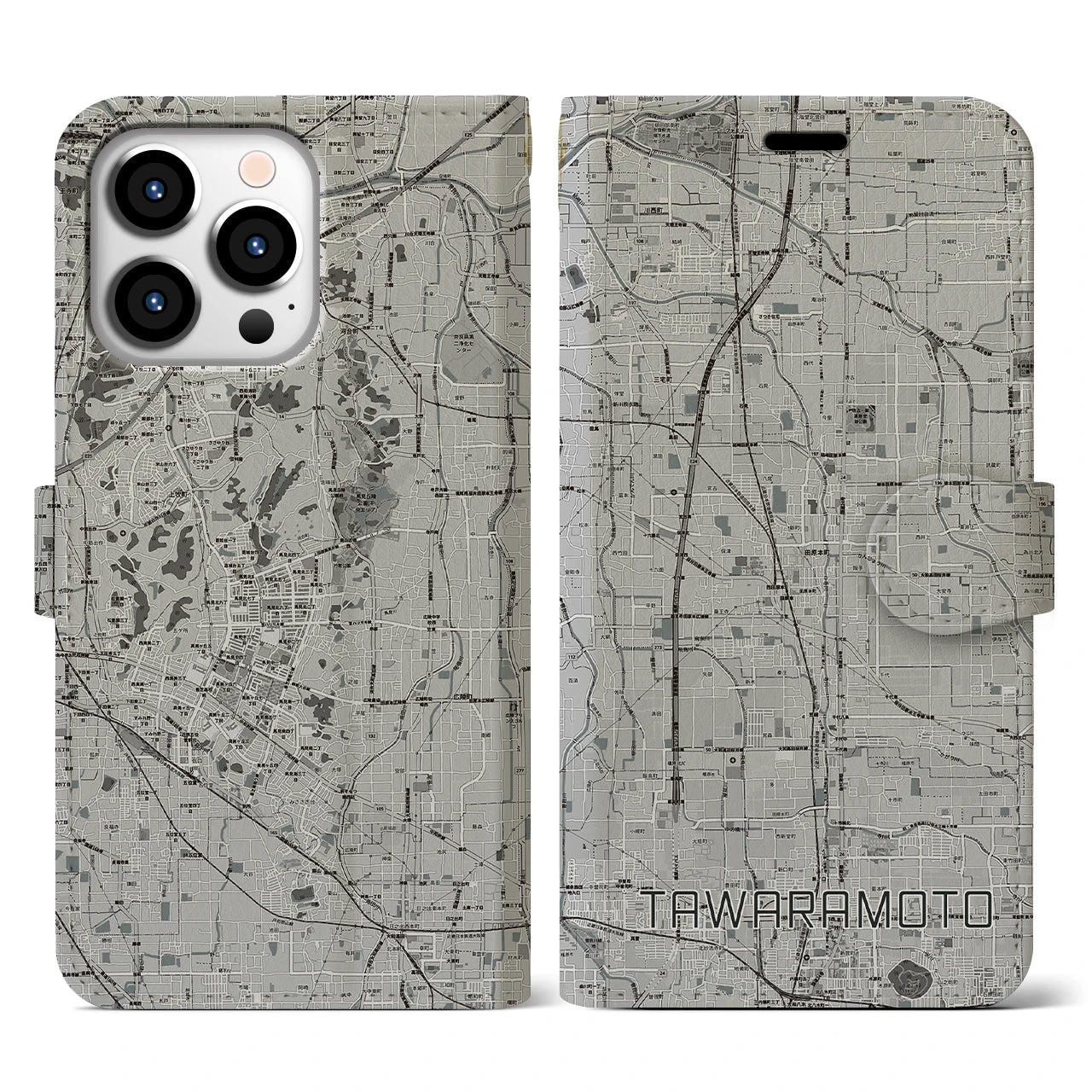 【田原本(奈良県)】地図柄iPhoneケース(手帳タイプ)