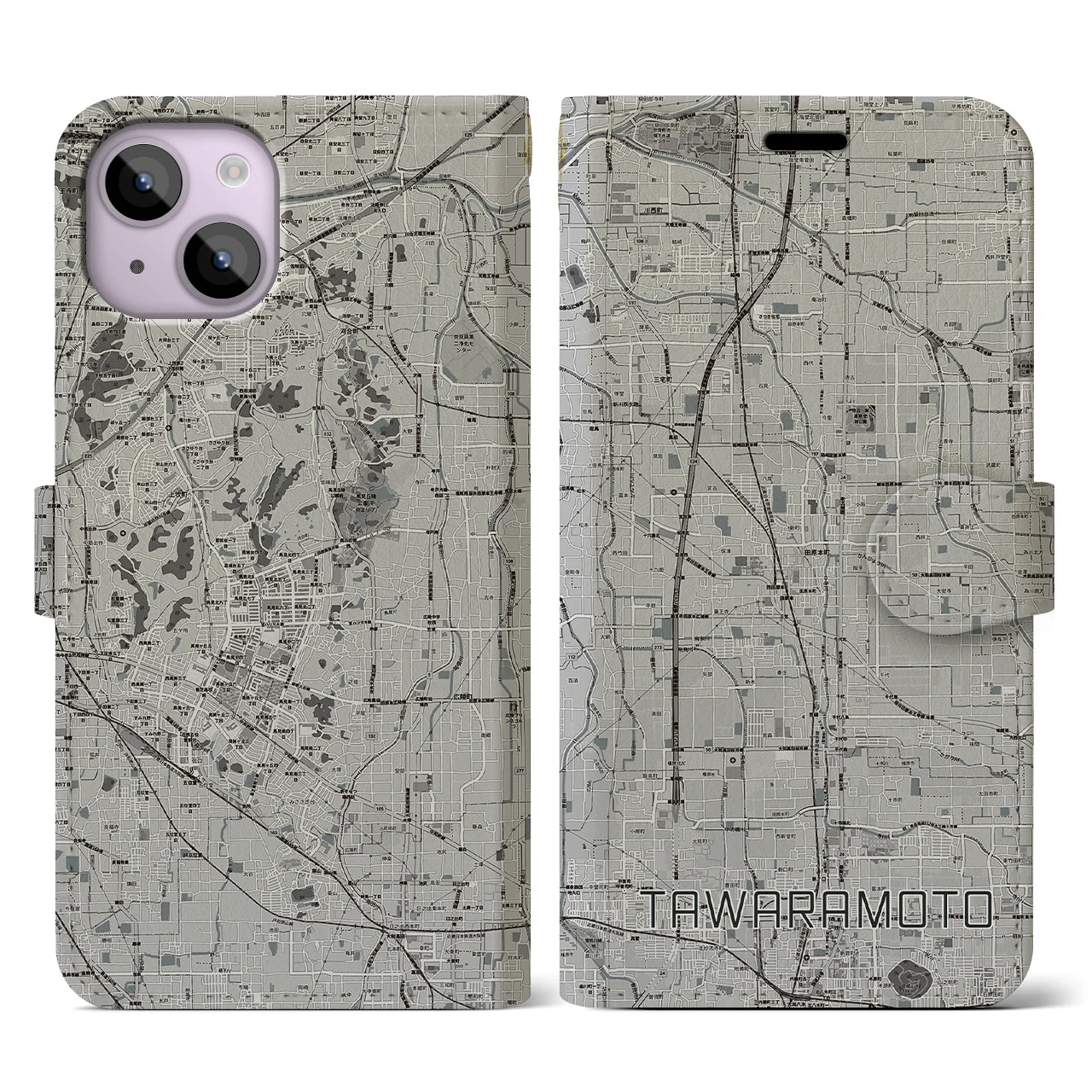 【田原本(奈良県)】地図柄iPhoneケース(手帳タイプ)