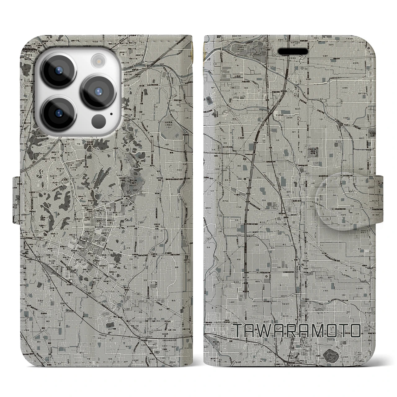 【田原本(奈良県)】地図柄iPhoneケース(手帳タイプ)