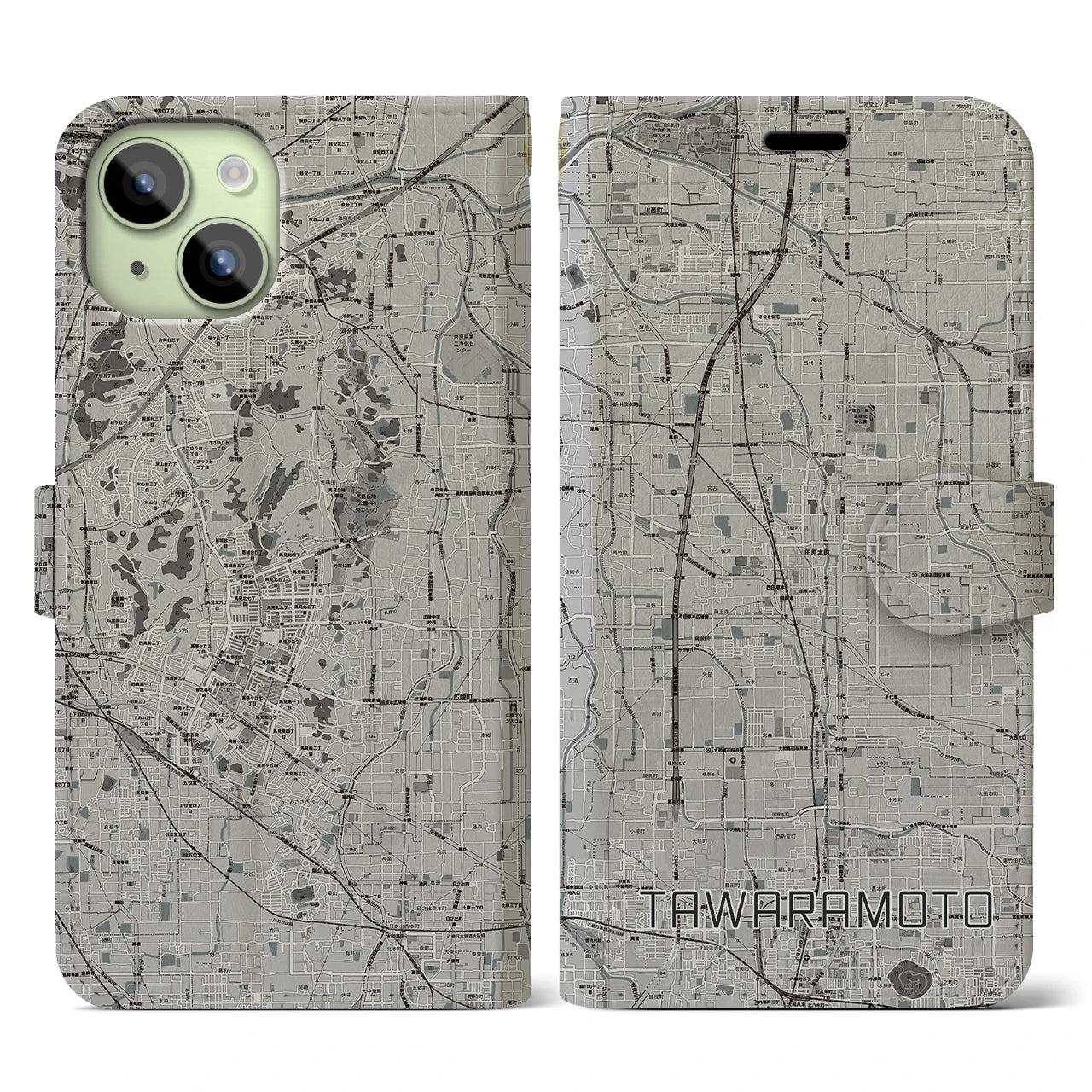 【田原本(奈良県)】地図柄iPhoneケース(手帳タイプ)