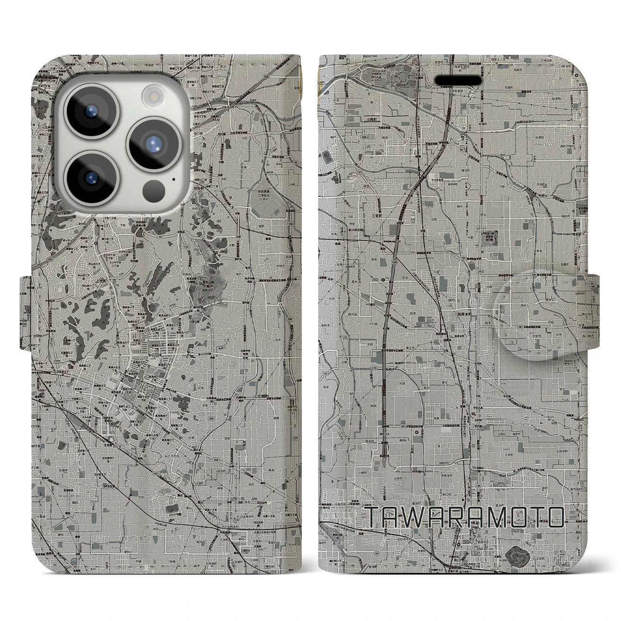 【田原本(奈良県)】地図柄iPhoneケース(手帳タイプ)