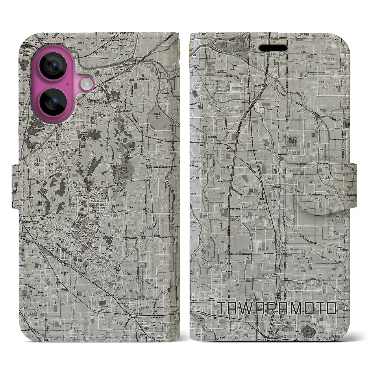 【田原本(奈良県)】地図柄iPhoneケース(手帳タイプ)