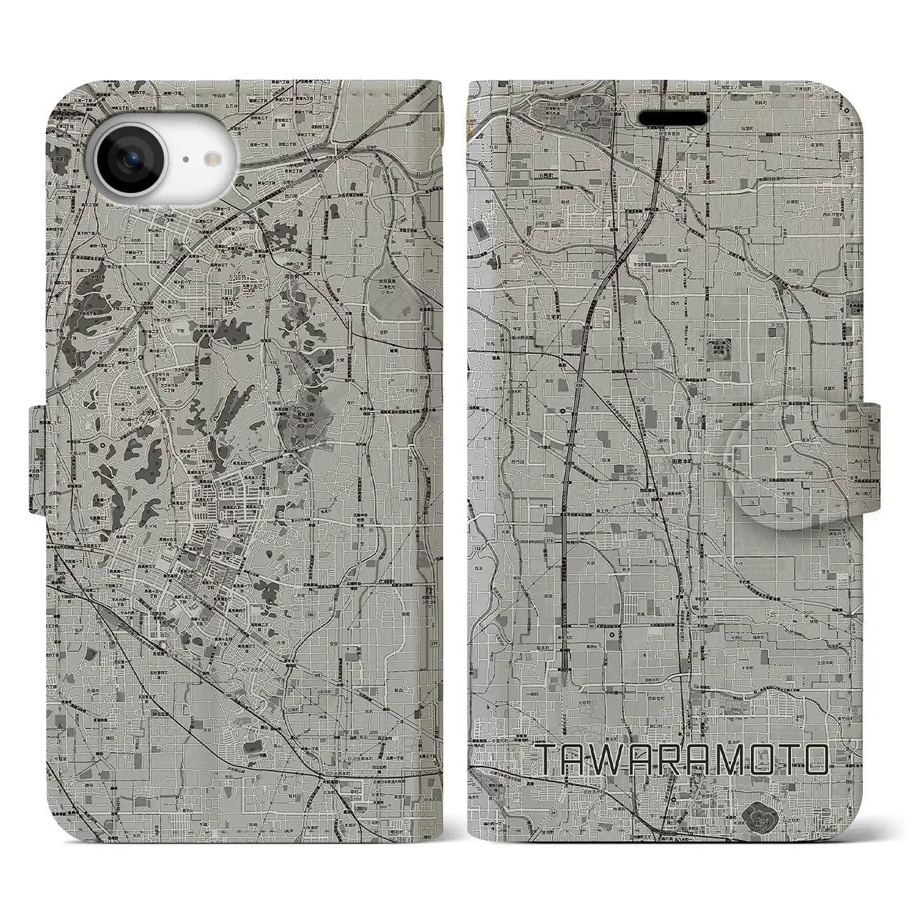 【田原本(奈良県)】地図柄iPhoneケース(手帳タイプ)