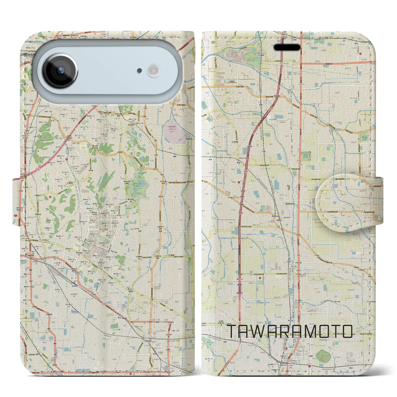 【田原本(奈良県)】地図柄iPhoneケース(手帳タイプ)