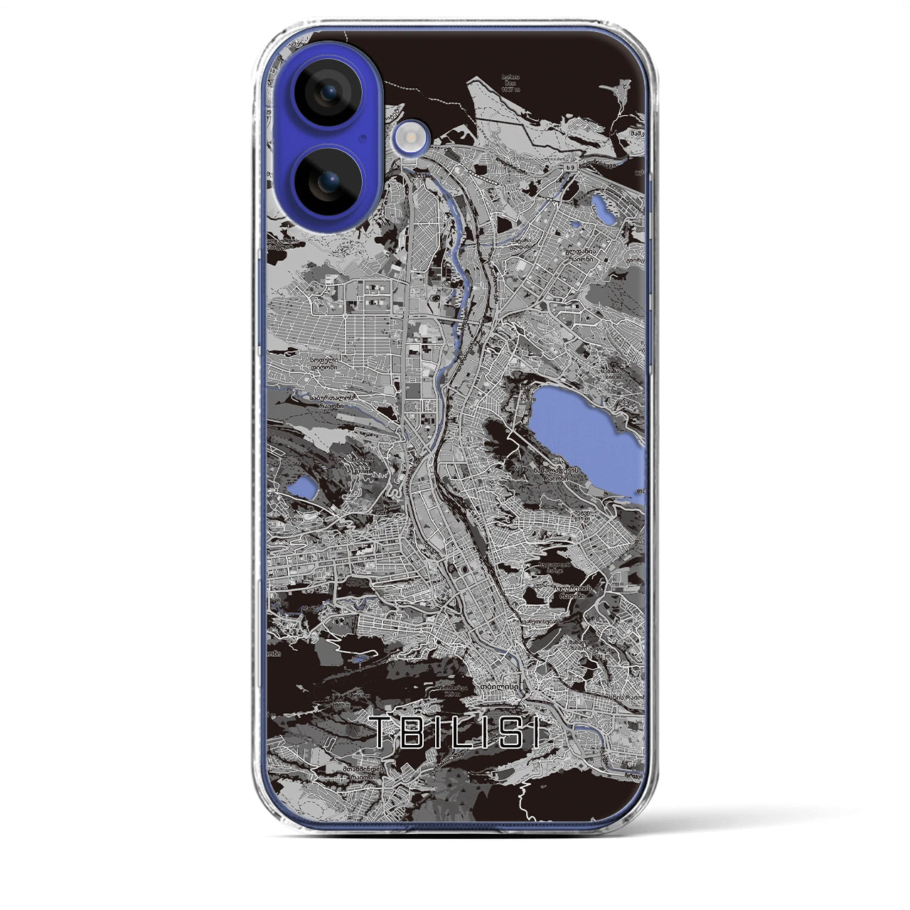 【トビリシ(ジョージア)】地図柄iPhoneケース(クリアタイプ)モノトーン・iPhone 16 Pro Max 用