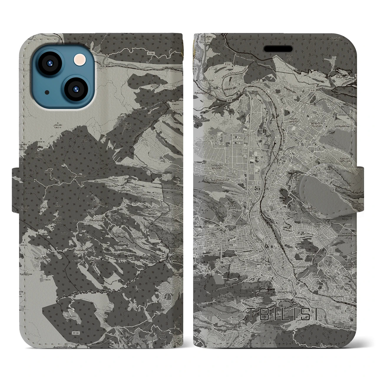 【トビリシ(ジョージア)】地図柄iPhoneケース(手帳タイプ)