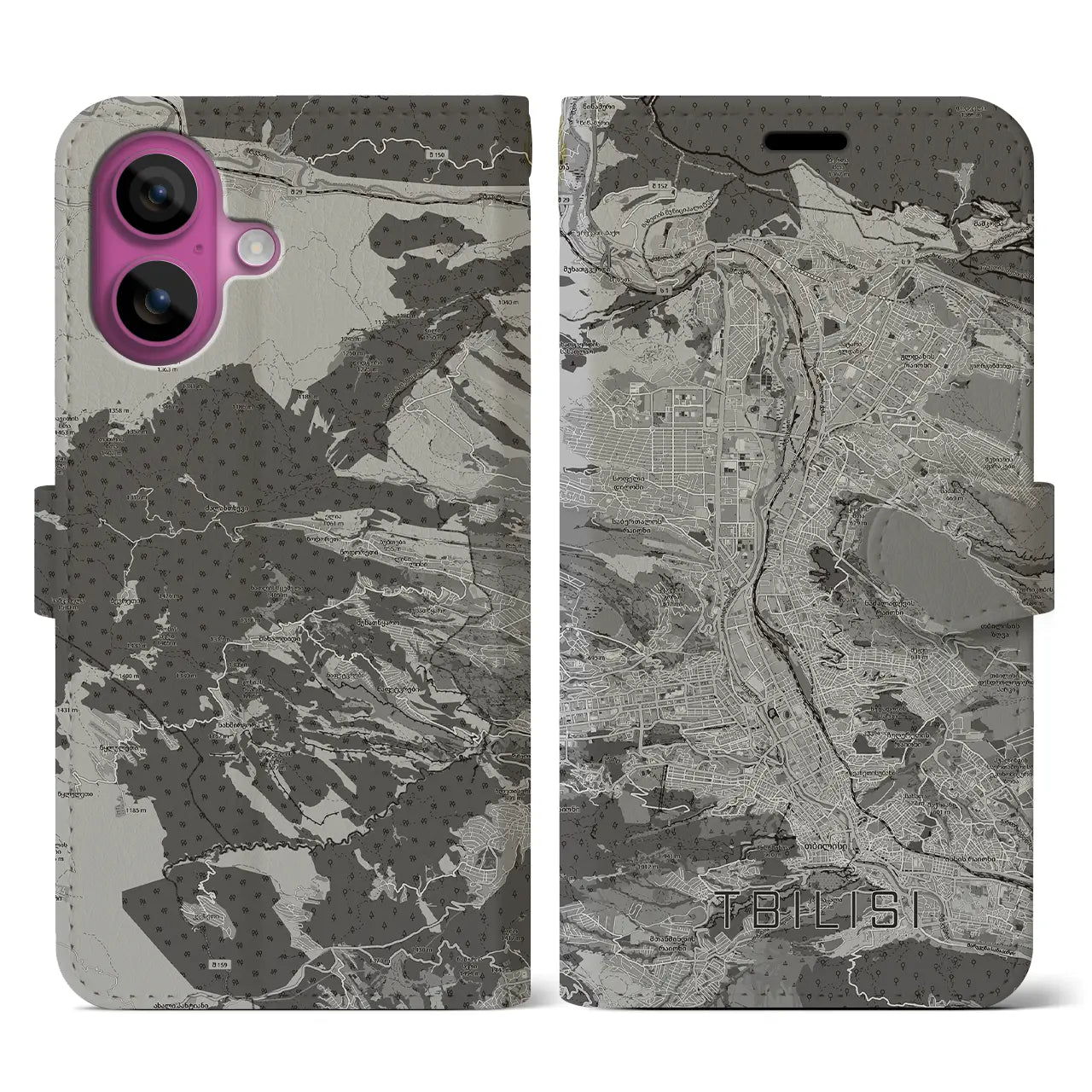 【トビリシ(ジョージア)】地図柄iPhoneケース(手帳タイプ)