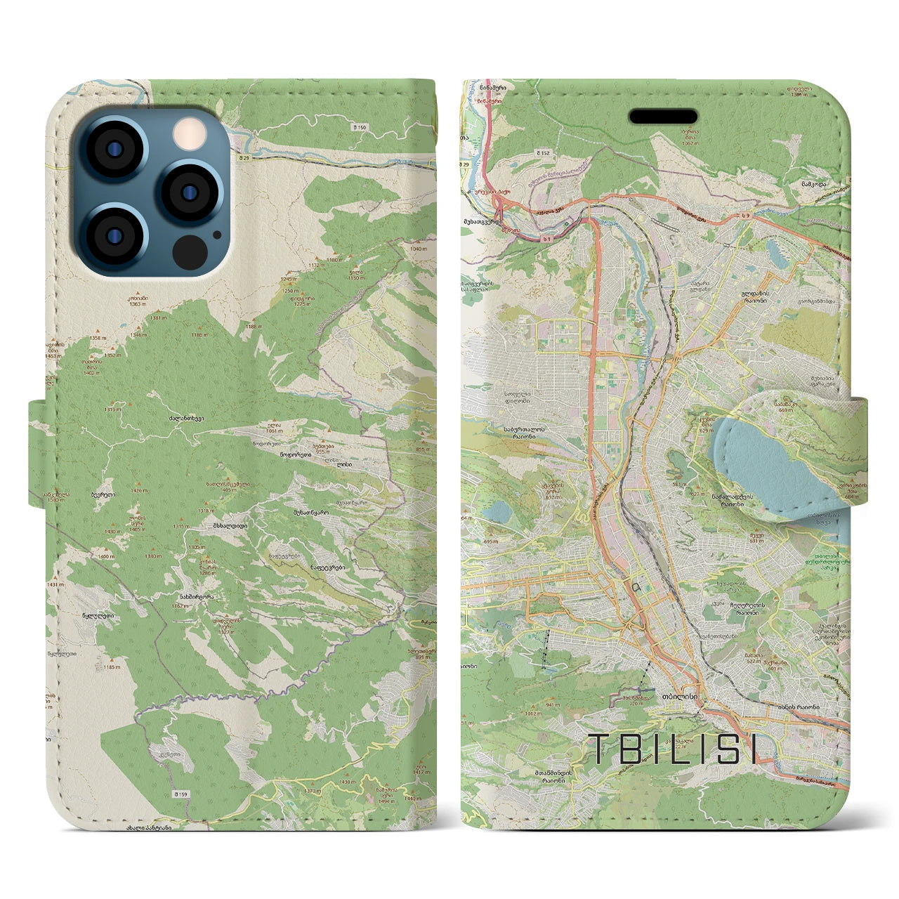 【トビリシ(ジョージア)】地図柄iPhoneケース(手帳タイプ)
